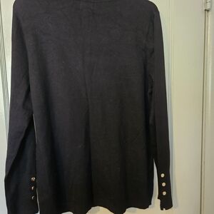 JM Collection Black Long Sleeve Sweater with Gold Button Cuffs